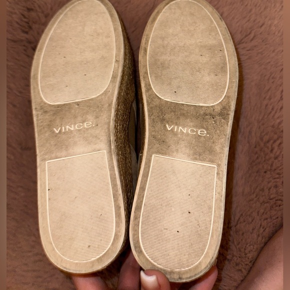 Vince women’s tan suede espadrille platform flat shoe 5.5 boho vacation fall